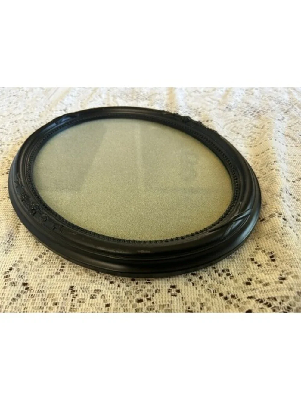 Black Oval Decorative Picture Frame with Floral Detailing